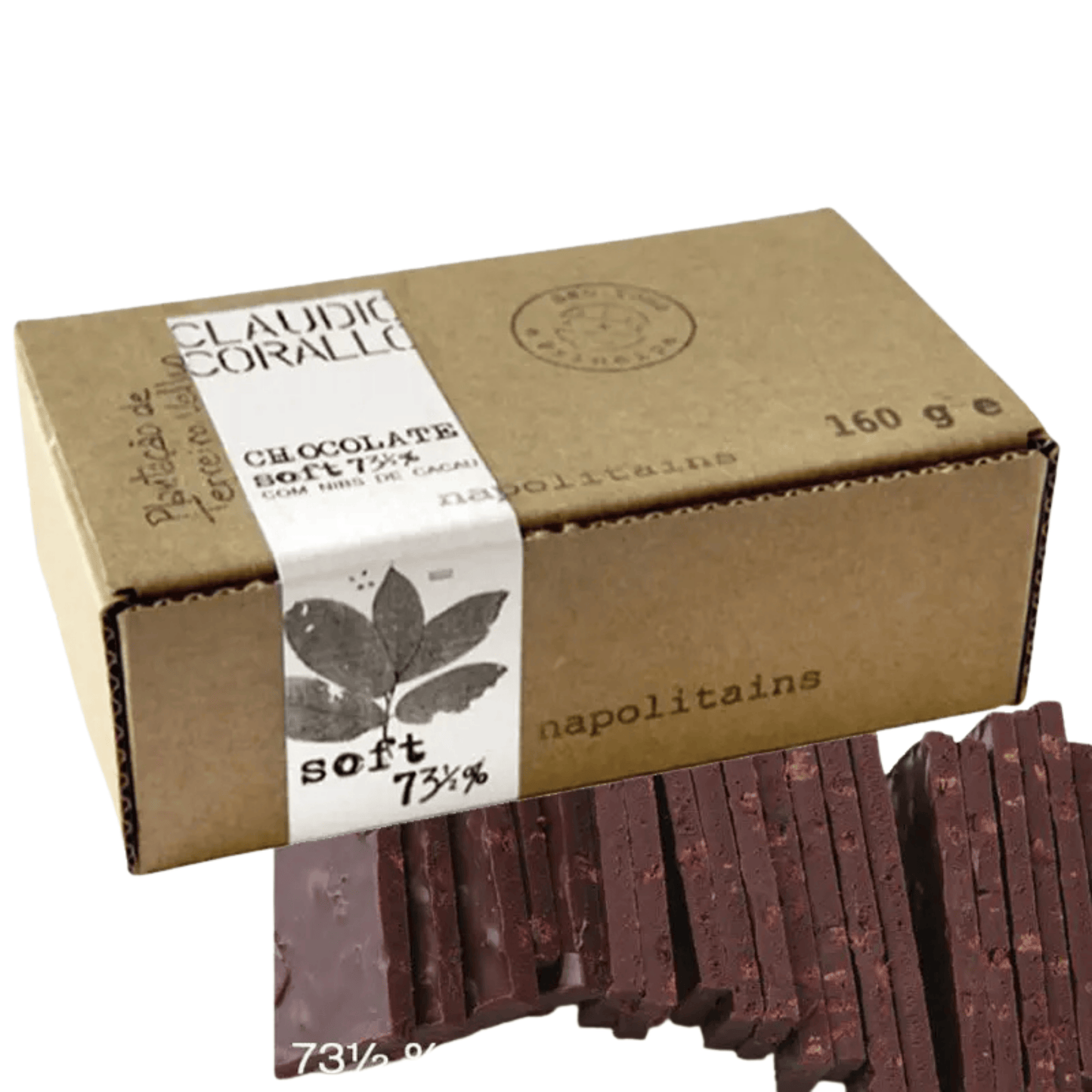 Soft 73,5% c/Nibs de cacau Cláudio Corallo 160gr